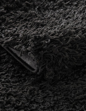 Jet Black 5' 1 x 8' Solid Shag Rectangle Rug