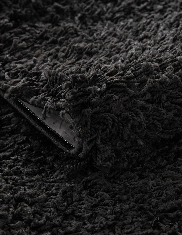 Jet Black 5' 1 x 8' Solid Shag Rectangle Rug