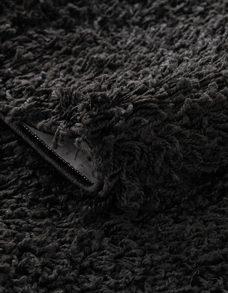 Jet Black 4' 1 x 6' 1 Solid Shag Rectangle Area Rug Thick Soft Touch Fluffy & Plush Shaggy Pile Discounted Clearance Final Sale Durable Minimalist Carpet for Classic Interior Design for Sale at Rug Engine