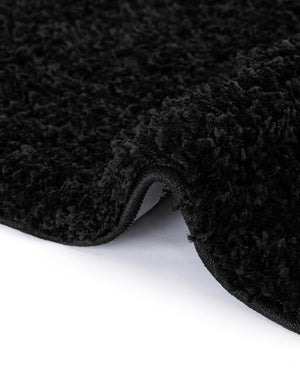 Jet Black 7' 1 x 10' Solid Shag Rectangle Area Rug Thick Soft Touch Fluffy & Plush Shaggy Pile