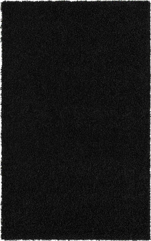 Jet Black 5' 1 x 8' Solid Shag Rectangle Rug