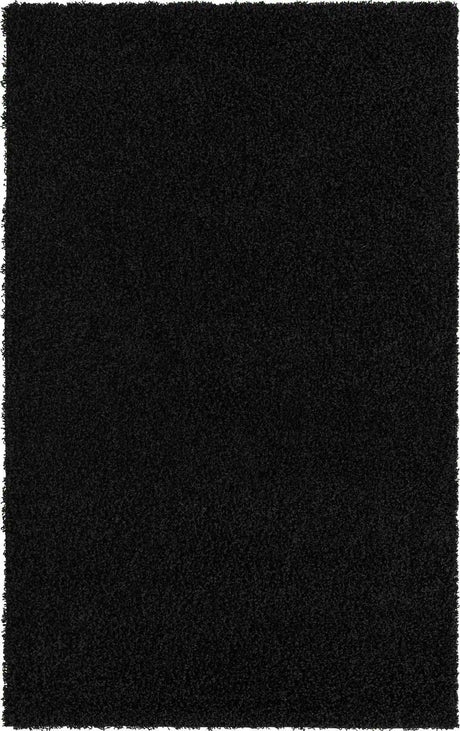 Jet Black 5' 1 x 8' Solid Shag Rectangle Rug