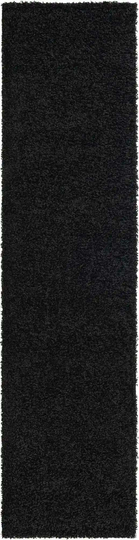 Jet Black 2' 7 x 10' Solid Shag Runner Area Rug Thick Soft Touch Fluffy & Plush Shaggy Pile