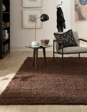 Chocolate Brown 7' 10 x 7' 10 Solid Shag Square Area Rug Thick Soft Touch Fluffy & Plush Shaggy Pile
