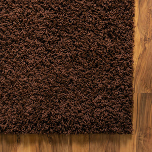 Chocolate Brown 7' 10 x 7' 10 Solid Shag Square Area Rug Thick Soft Touch Fluffy & Plush Shaggy Pile