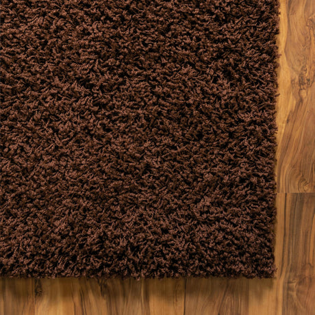 Chocolate Brown 7' 10 x 7' 10 Solid Shag Square Area Rug Thick Soft Touch Fluffy & Plush Shaggy Pile Durable Minimalist Carpet for Classic Interior Design for Sale at Rug Engine
