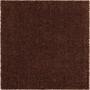 Chocolate Brown 7' 10 x 7' 10 Solid Shag Square Area Rug Thick Soft Touch Fluffy & Plush Shaggy Pile