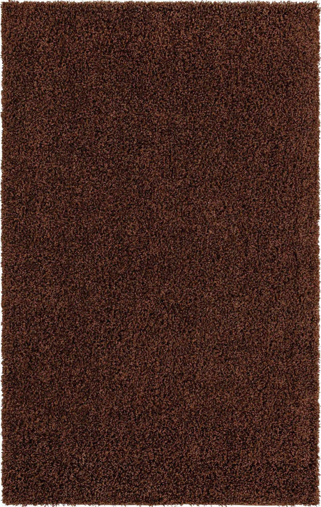 Chocolate Brown 5' 3 x 8' Solid Shag Rectangle Area Rug Thick Soft Touch Fluffy & Plush Shaggy Pile
