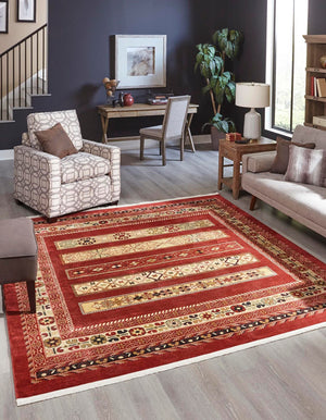 Rust Red 6' 1 x 6' 1 Fars Square Area Rug 100% Polypropylene Unique Traditional Carpet for Classical Living, Dining Room & Office Spaces for Sale at Rug Engine
