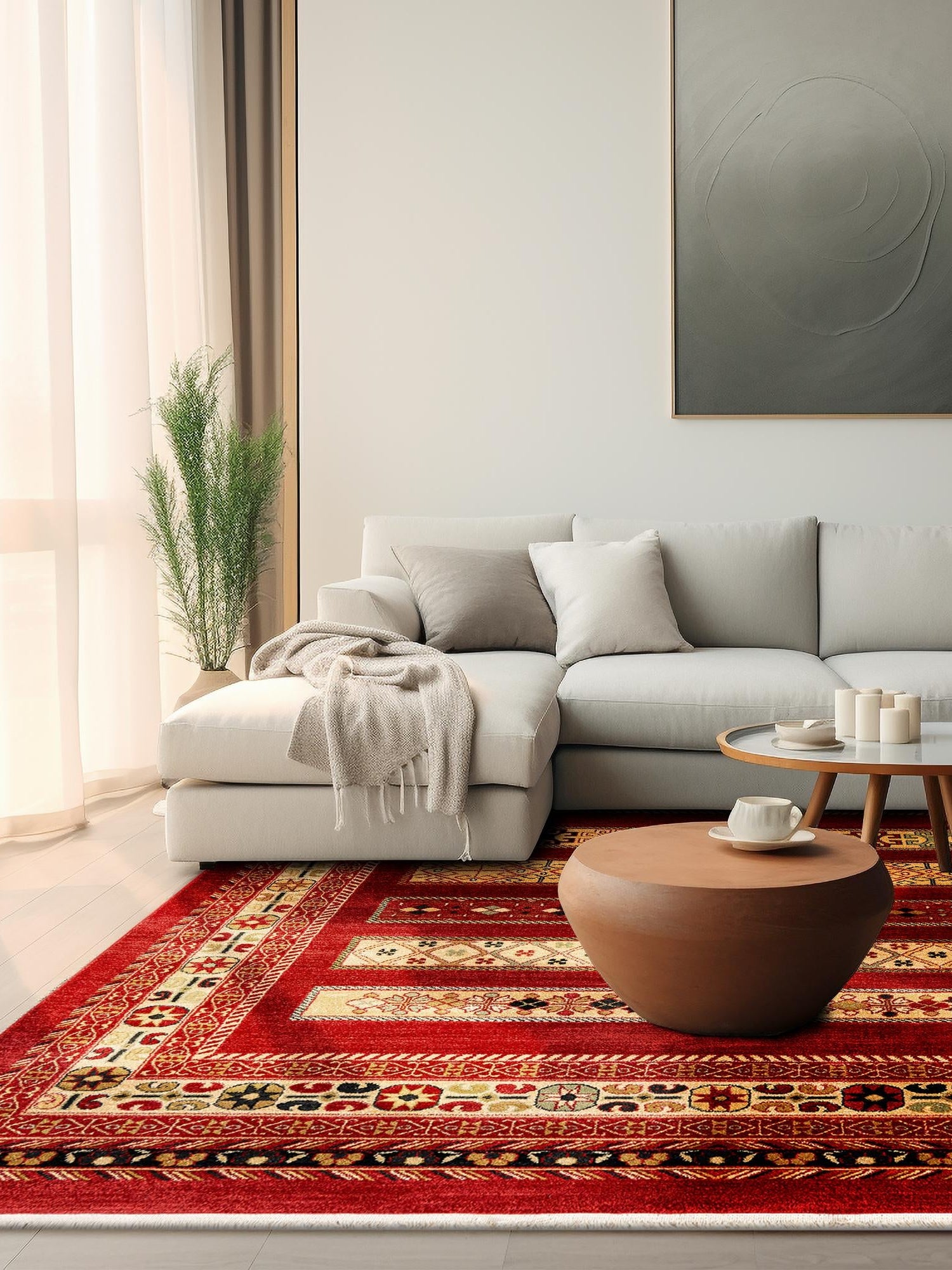 Rust Red 8' x 8' Fars Square Area Rug 100% Polypropylene Unique Traditional Carpet for Classical Living, Dining Room & Office Spaces for Sale at Rug Engine