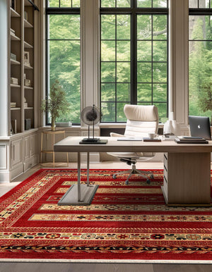Rust Red 6' 1 x 6' 1 Fars Square Area Rug 100% Polypropylene Unique Traditional Carpet for Classical Living, Dining Room & Office Spaces for Sale at Rug Engine