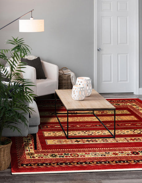 Rust Red 6' 1 x 6' 1 Fars Square Area Rug 100% Polypropylene Unique Traditional Carpet for Classical Living, Dining Room & Office Spaces for Sale at Rug Engine