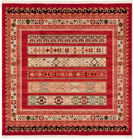 Rust Red 6' 1 x 6' 1 Fars Square Area Rug 100% Polypropylene Unique Traditional Carpet for Classical Living, Dining Room & Office Spaces for Sale at Rug Engine