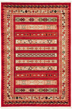 Rust Red 4' 1 x 6' 1 Fars Rectangle Area Rug 100% Polypropylene Unique Traditional Carpet for Classical Living, Dining Room & Office Spaces for Sale at Rug Engine