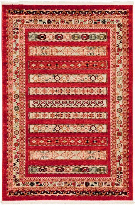 Rust Red 4' 1 x 6' 1 Fars Rectangle Area Rug 100% Polypropylene Unique Traditional Carpet for Classical Living, Dining Room & Office Spaces for Sale at Rug Engine