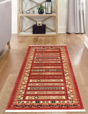 Rust Red 2' 7 x 10' Fars Runner Area Rug 100% Polypropylene Unique Traditional Carpet for Classical Living, Dining Room & Office Spaces for Sale at Rug Engine
