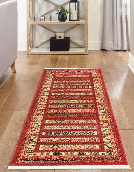 Rust Red 2' 7 x 19' 8 Fars Runner Area Rug 100% Polypropylene Unique Traditional Carpet for Classical Living, Dining Room & Office Spaces for Sale at Rug Engine