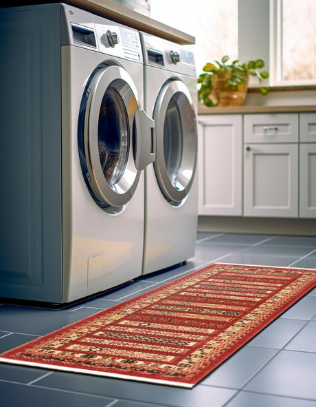 Rust Red 2' 7 x 10' Fars Runner Area Rug 100% Polypropylene Unique Traditional Carpet for Classical Living, Dining Room & Office Spaces for Sale at Rug Engine