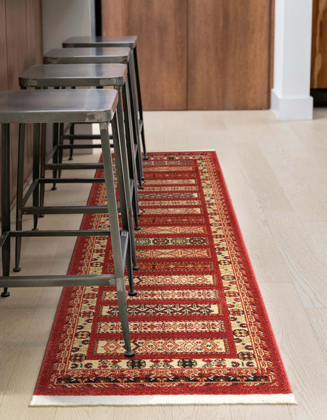 Rust Red 2' 7 x 19' 8 Fars Runner Area Rug 100% Polypropylene Unique Traditional Carpet for Classical Living, Dining Room & Office Spaces for Sale at Rug Engine