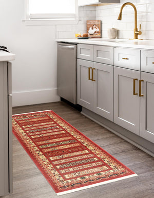 Rust Red 2' x 6' 1 Fars Runner Area Rug 100% Polypropylene Unique Traditional Carpet for Classical Living, Dining Room & Office Spaces for Sale at Rug Engine