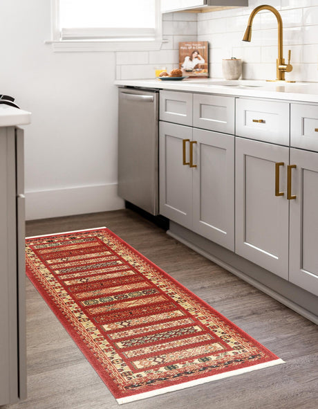 Rust Red 2' 7 x 10' Fars Runner Area Rug 100% Polypropylene Unique Traditional Carpet for Classical Living, Dining Room & Office Spaces for Sale at Rug Engine