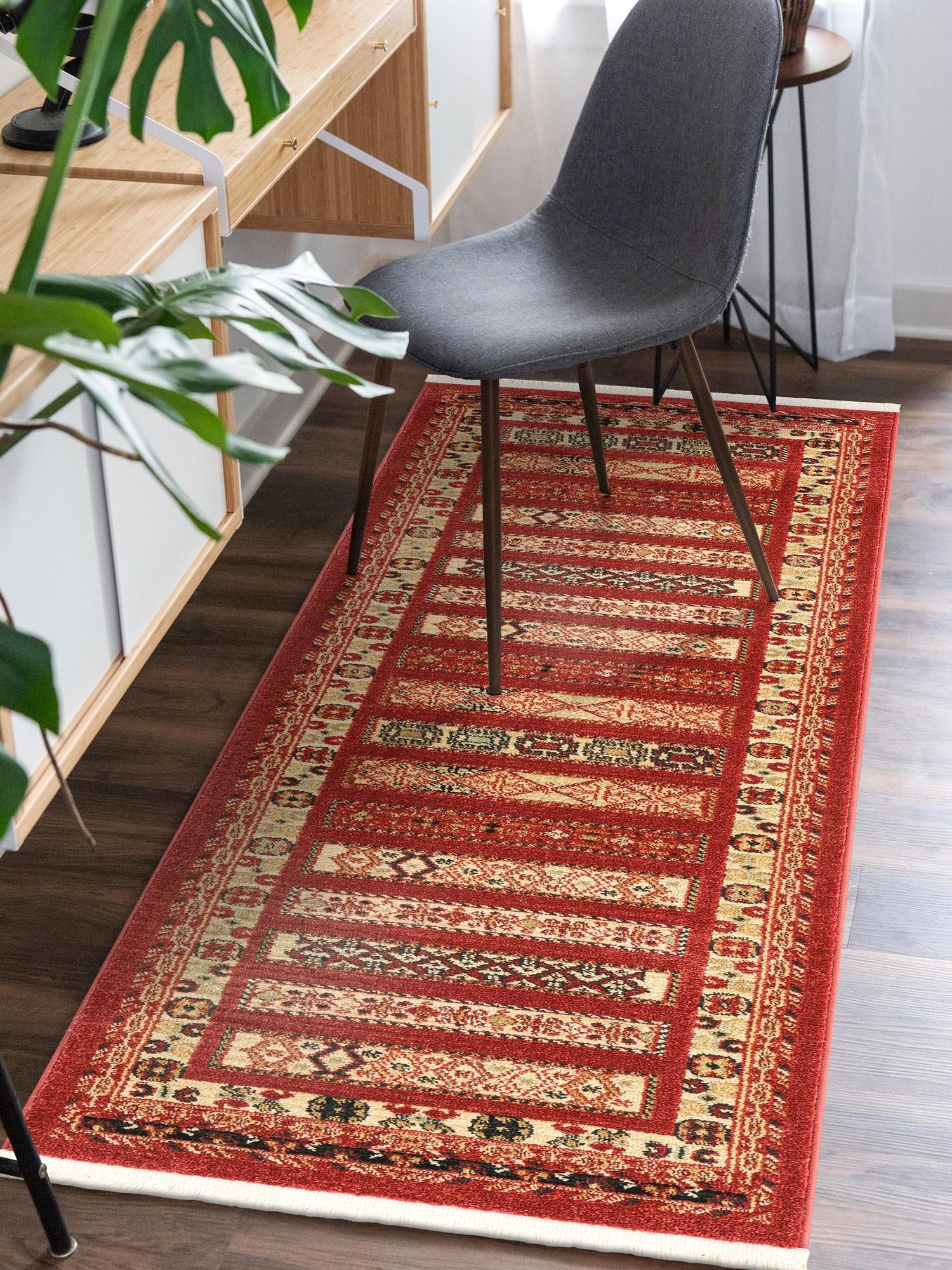 Rust Red 2' 7 x 19' 8 Fars Runner Area Rug 100% Polypropylene Unique Traditional Carpet for Classical Living, Dining Room & Office Spaces for Sale at Rug Engine