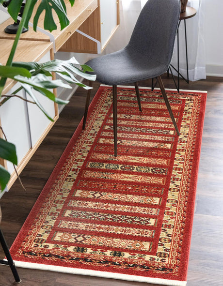Rust Red 2' 7 x 19' 8 Fars Runner Area Rug 100% Polypropylene Unique Traditional Carpet for Classical Living, Dining Room & Office Spaces for Sale at Rug Engine