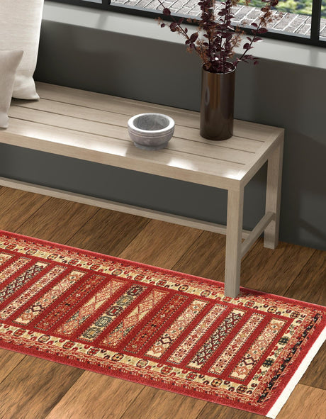 Rust Red 2' 7 x 19' 8 Fars Runner Area Rug 100% Polypropylene Unique Traditional Carpet for Classical Living, Dining Room & Office Spaces for Sale at Rug Engine