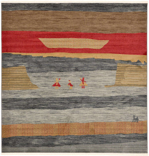 Blue 8' x 8' Fars Square Area Rug 100% Polypropylene Unique Traditional Carpet for Classical Living, Dining Room & Office Spaces for Sale at Rug Engine