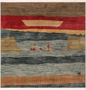 Blue 6' 1 x 6' 1 Fars Square Area Rug 100% Polypropylene Unique Traditional Carpet for Classical Living, Dining Room & Office Spaces for Sale at Rug Engine