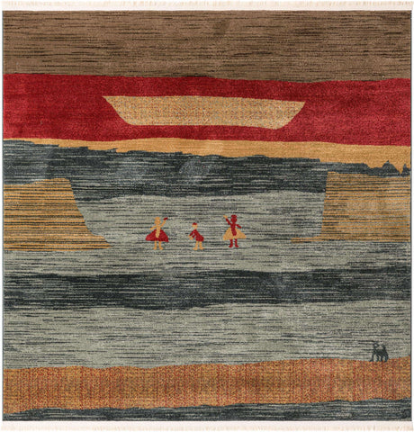 Blue 6' 1 x 6' 1 Fars Square Area Rug 100% Polypropylene Unique Traditional Carpet for Classical Living, Dining Room & Office Spaces for Sale at Rug Engine