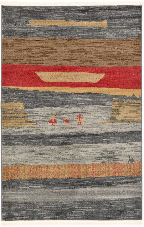 Blue 4' 1 x 6' 1 Fars Rectangle Area Rug 100% Polypropylene Unique Traditional Carpet for Classical Living, Dining Room & Office Spaces for Sale at Rug Engine