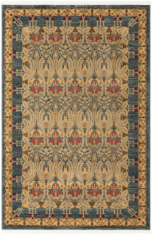 Navy Blue 4' 1 x 6' 1 Edinburgh Rectangle Area Rug 100% Polypropylene Easy Clean With Cotton Backing Traditional Classic Design Carpet for Living, Dining Room, Office for Sale at Rug Engine