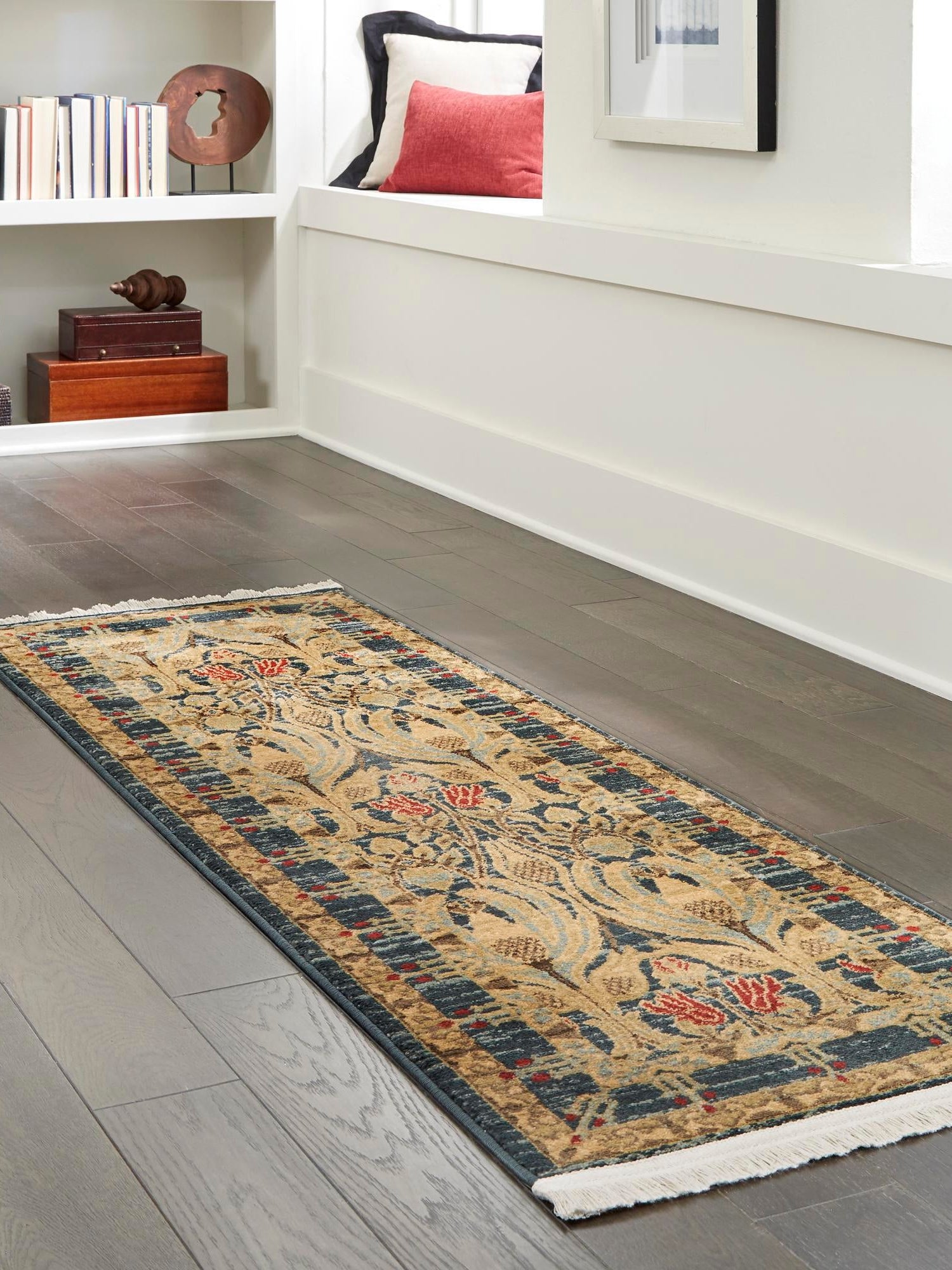 Navy Blue 2' 7 x 12' Edinburgh Runner Area Rug 100% Polypropylene Easy Clean With Cotton Backing Traditional Classic Design Carpet for Living, Dining Room, Office for Sale at Rug Engine