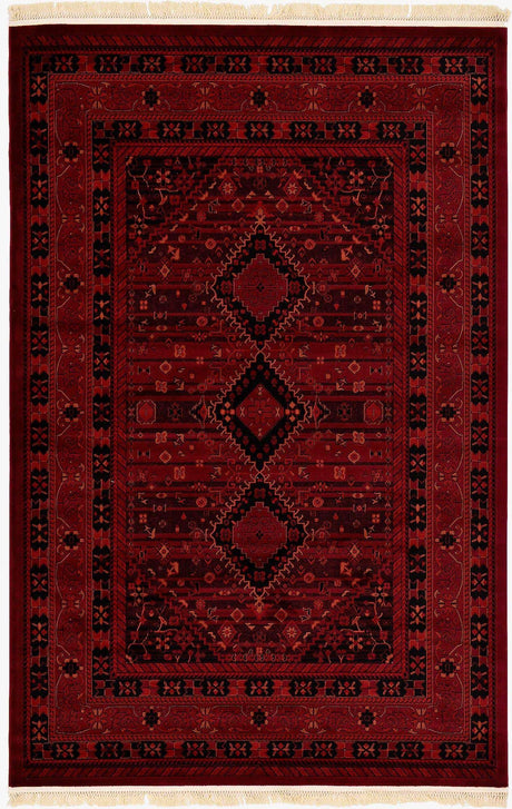Red 6' 1 x 9' Tekke Rectangle Area Rug Classic Traditional Vintage Design Carpet for Living Rooms, Dining, Bedrooms, Office Space for Sale at Rug Engine