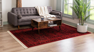 Red 5' 3 x 8' Tekke Rectangle Area Rug Classic Traditional Vintage Design Carpet for Living Rooms, Dining, Bedrooms, Office Space for Sale at Rug Engine