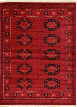 Red 9' x 12' Tekke Rectangle Area Rug Classic Traditional Vintage Design Carpet for Living Rooms, Dining, Bedrooms, Office Space for Sale at Rug Engine