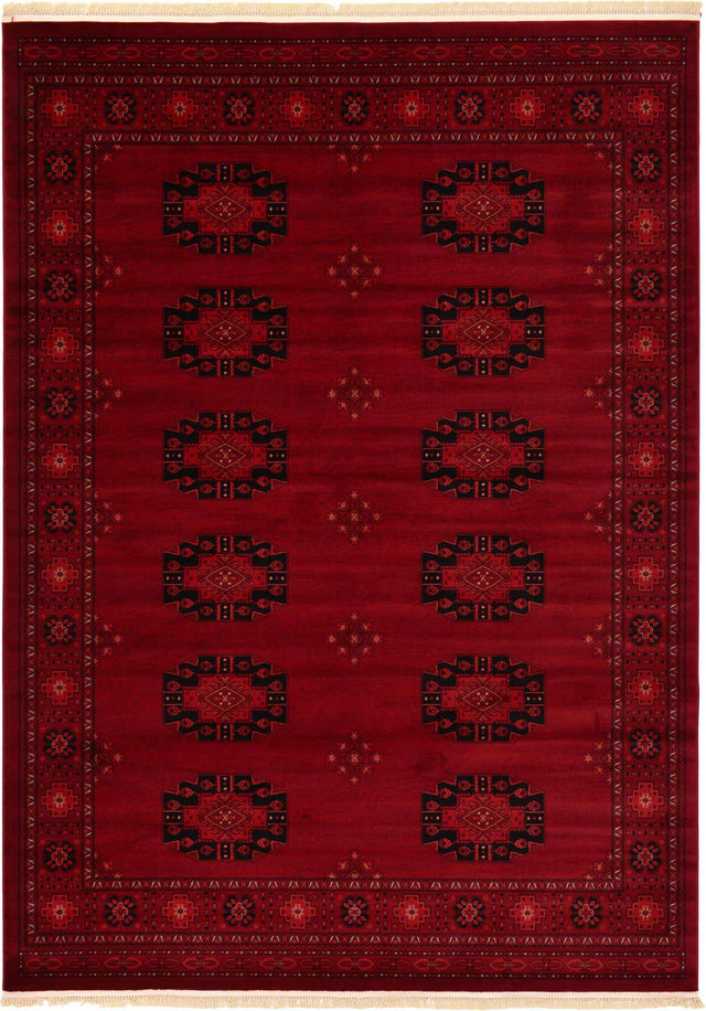 Red 7' 10 x 11' Tekke Rectangle Area Rug Classic Traditional Vintage Design Carpet for Living Rooms, Dining, Bedrooms, Office Space for Sale at Rug Engine