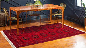 Red 9' x 12' Tekke Rectangle Area Rug Classic Traditional Vintage Design Carpet for Living Rooms, Dining, Bedrooms, Office Space for Sale at Rug Engine