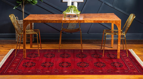 Red 7' 10 x 11' Tekke Rectangle Area Rug Classic Traditional Vintage Design Carpet for Living Rooms, Dining, Bedrooms, Office Space for Sale at Rug Engine