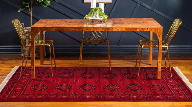 Red 7' 10 x 10' Tekke Rectangle Area Rug Classic Traditional Vintage Design Carpet for Living Rooms, Dining, Bedrooms, Office Space for Sale at Rug Engine