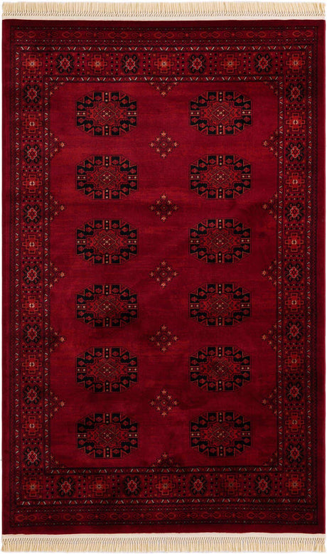 Red 5' 3 x 8' Tekke Rectangle Area Rug Classic Traditional Vintage Design Carpet for Living Rooms, Dining, Bedrooms, Office Space for Sale at Rug Engine