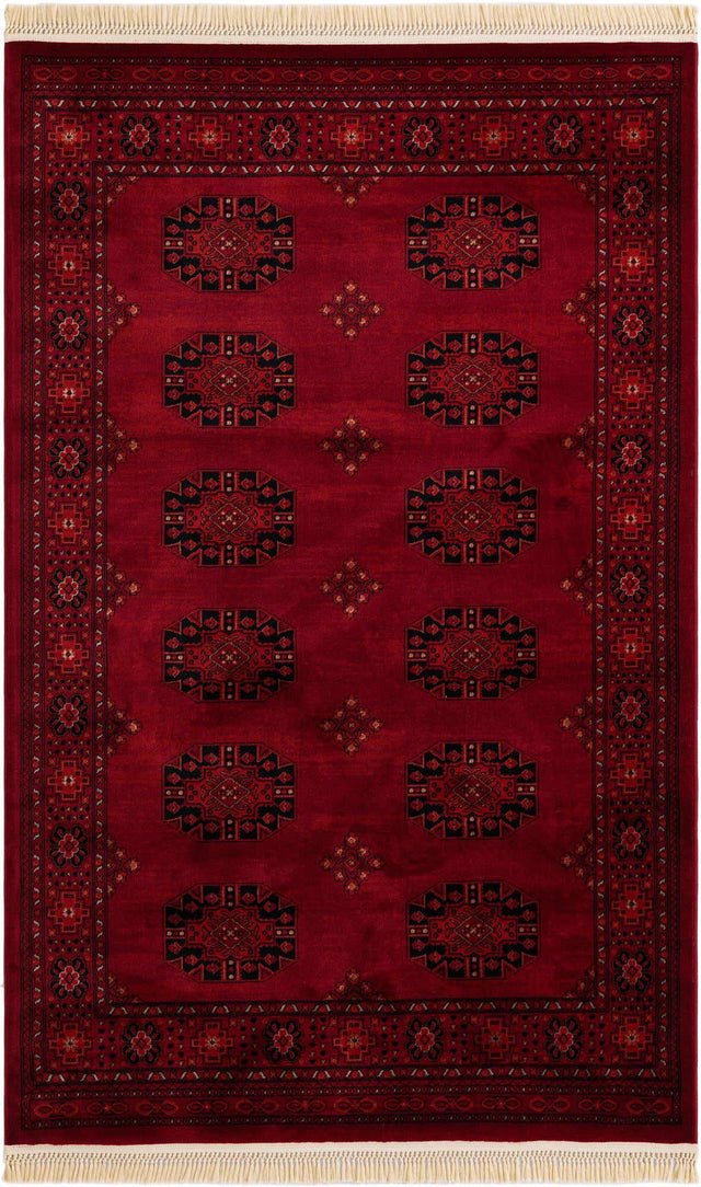 Red 5' 3 x 8' Tekke Rectangle Area Rug Classic Traditional Vintage Design Carpet for Living Rooms, Dining, Bedrooms, Office Space for Sale at Rug Engine