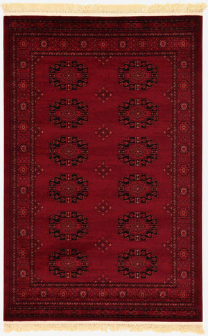 Red 4' 1 x 6' 1 Tekke Rectangle Area Rug Classic Traditional Vintage Design Carpet for Living Rooms, Dining, Bedrooms, Office Space for Sale at Rug Engine