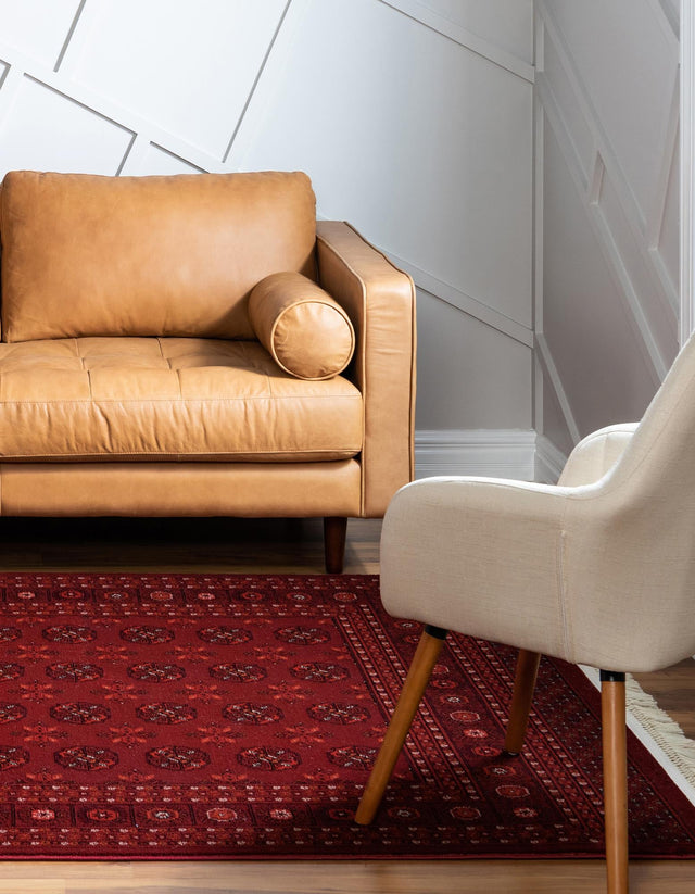 Red 5' 3 x 8' Tekke Rectangle Area Rug Classic Traditional Vintage Design Carpet for Living Rooms, Dining, Bedrooms, Office Space for Sale at Rug Engine