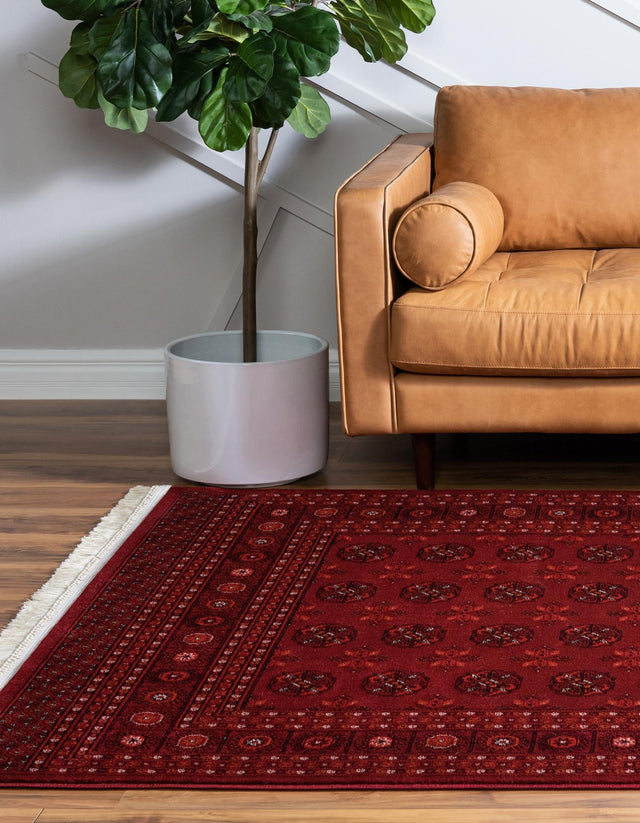 Red 5' 3 x 8' Tekke Rectangle Area Rug Classic Traditional Vintage Design Carpet for Living Rooms, Dining, Bedrooms, Office Space for Sale at Rug Engine