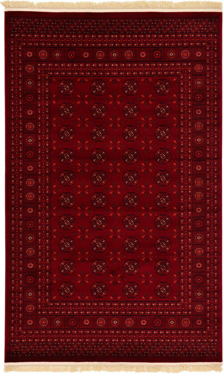Red 5' 3 x 8' Tekke Rectangle Area Rug Classic Traditional Vintage Design Carpet for Living Rooms, Dining, Bedrooms, Office Space for Sale at Rug Engine