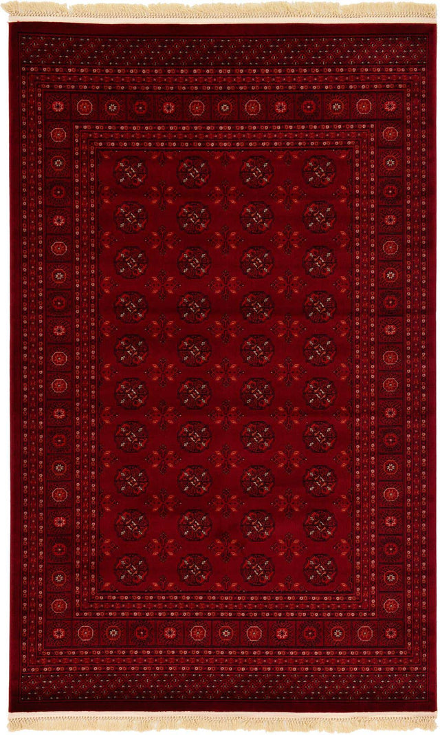 Red 5' 3 x 8' Tekke Rectangle Area Rug Classic Traditional Vintage Design Carpet for Living Rooms, Dining, Bedrooms, Office Space for Sale at Rug Engine
