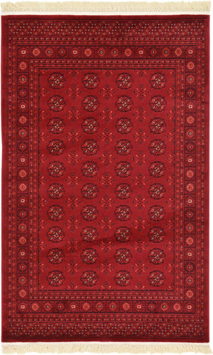 Red 4' 1 x 6' 1 Tekke Rectangle Area Rug Classic Traditional Vintage Design Carpet for Living Rooms, Dining, Bedrooms, Office Space for Sale at Rug Engine