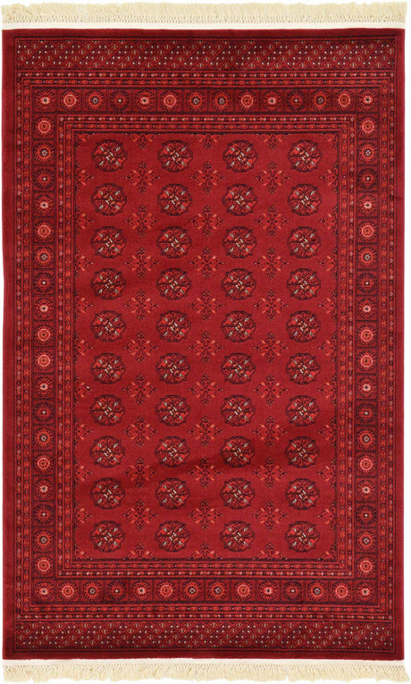 Red 4' 1 x 6' 1 Tekke Rectangle Area Rug Classic Traditional Vintage Design Carpet for Living Rooms, Dining, Bedrooms, Office Space for Sale at Rug Engine